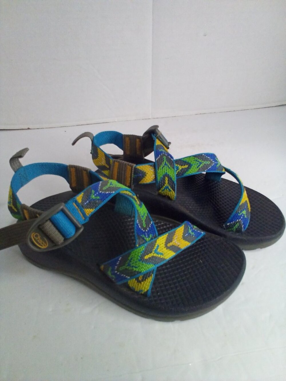 Chaco Sandals Kids 13 Adjustable Strap Outdoor Hiking Green Blue